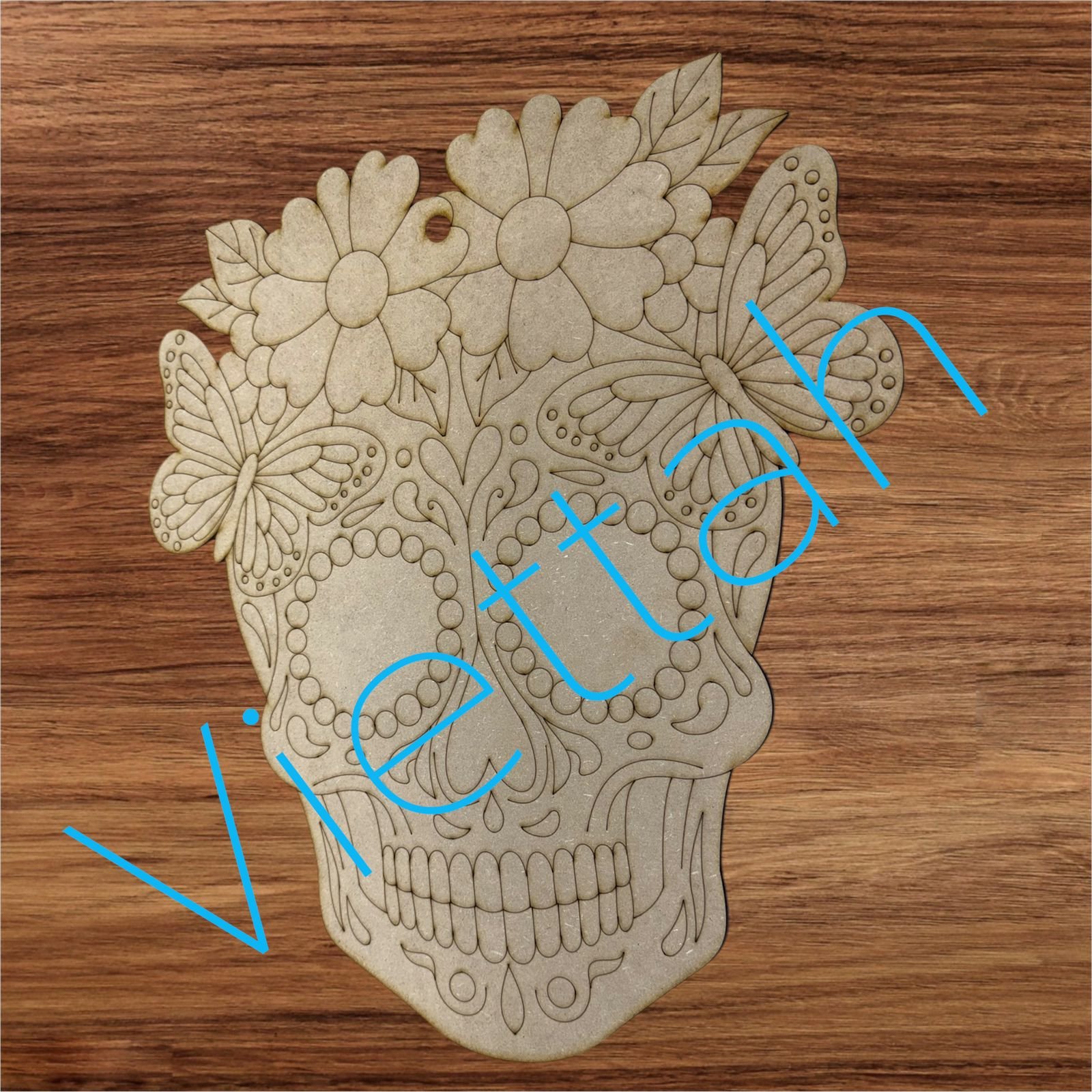 CALAVERA DE AZUCAR Y MARIPOSAS SKULL